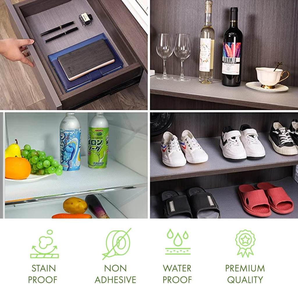 EVALAND Shelf Liners for Kitchen Cabinets Non-Adhesive 19.6" x 33 FT Clear Drawer Liner Non Slip, Washable Cabinet Liner, Waterproof Shelf Liners for Cabinets, Refrigerator Bathroom Pantry Cabinet Mat