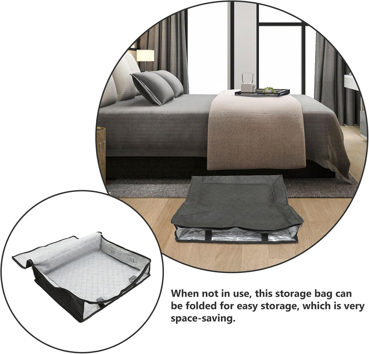Large Capacity Under Bed Storage Bag with Handles Breathable Non-woven Organizer for Quilts Blankets Bedding Multipurpose Clothes Storage Bin for Closet and Shelf Easy-clean with