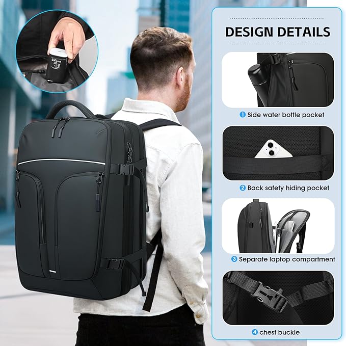 Vacuum Compression Backpack for Travel, 47L Expandable Backpack