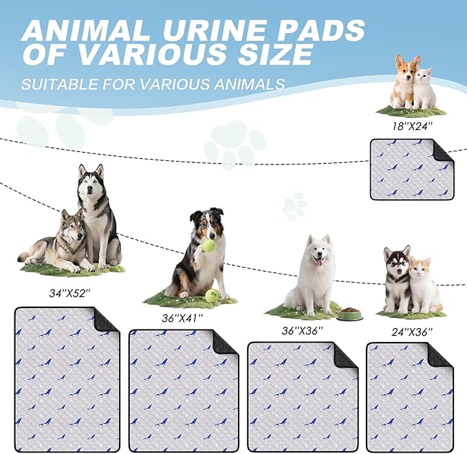 Velvopet Washable Pee Pads for Dogs, 2 Pack Puppy Pads, Super Absorbent & Leakproof with Anti-Slip Bottom for Dog Training, Crates, Car, Pet Pee Pads, and Furniture Protection,36"x41"