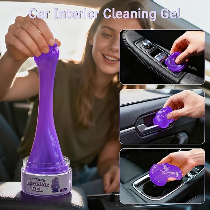 Car Cleaning Gel Reusable(Lavender Scent) 2Pack - Dust Cleaning Putty Keyboard Slime for Car Interior Air Vent Cleaner, Auto Detailing Tools Accessories, Christmas Stocking Stuffers for Men Women
