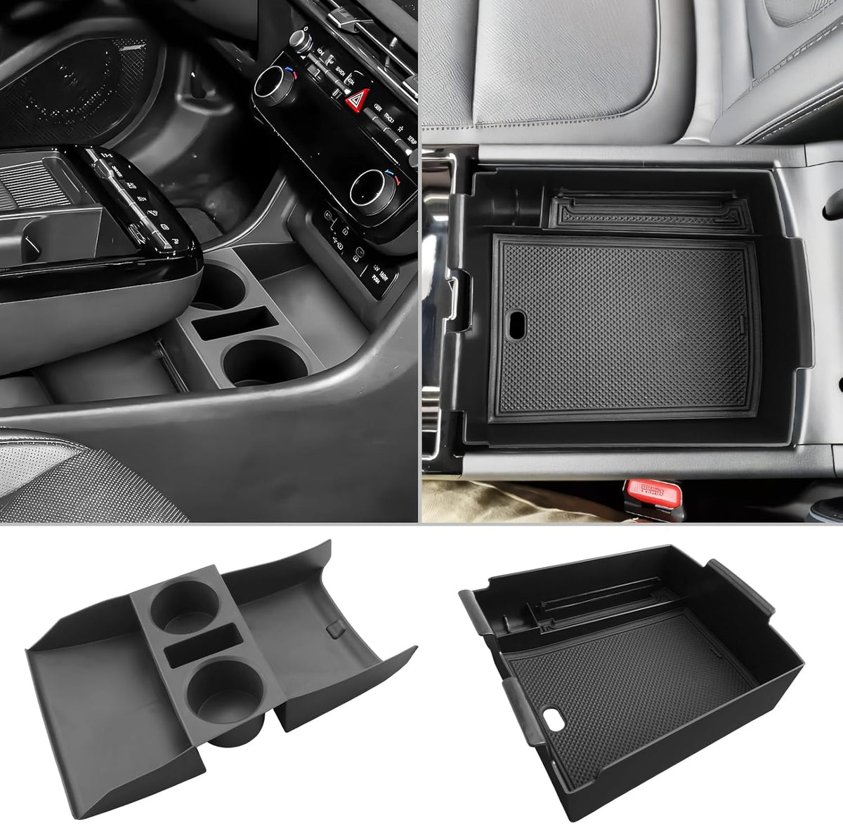 CDEFG 2Pcs Lower Center Console Tray Floor Console Organizer with Cup Holder Compatible with 2025 2026 Hyundai Tucson Limited Accessories Middle Console Storage Box