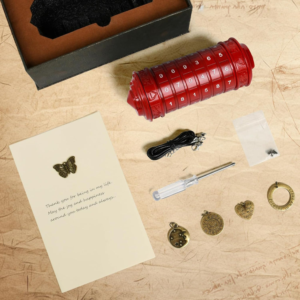 Da Vinci Code Numeric Cryptex Money Puzzle Box for Cash Gift, Jewelry Box with Hidden Compartment, Unique Puzzle Gift for Adults Brain Teaser Valentine’s Day Wedding & Anniversary Present