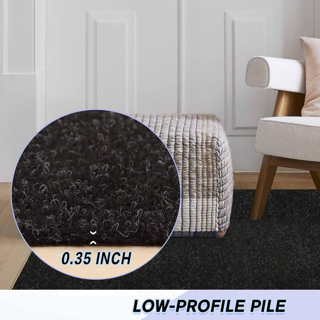 Custom Size Backed Non-Slip Area Rugs Runner, Easy Clean, Waterproof Runner Rugs for Hallway Entryway, Kitchen, Laundry, 4FT x 65FT, Black