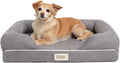 Friends Forever Orthopedic Dog Bed, Memory Foam Pet Sofa, Calming Dog Couch, Water Resistant Pet Bed, Washable Cover, Non-Slip Bottom, Chester, Grey, 25" x 20" x 5.5"