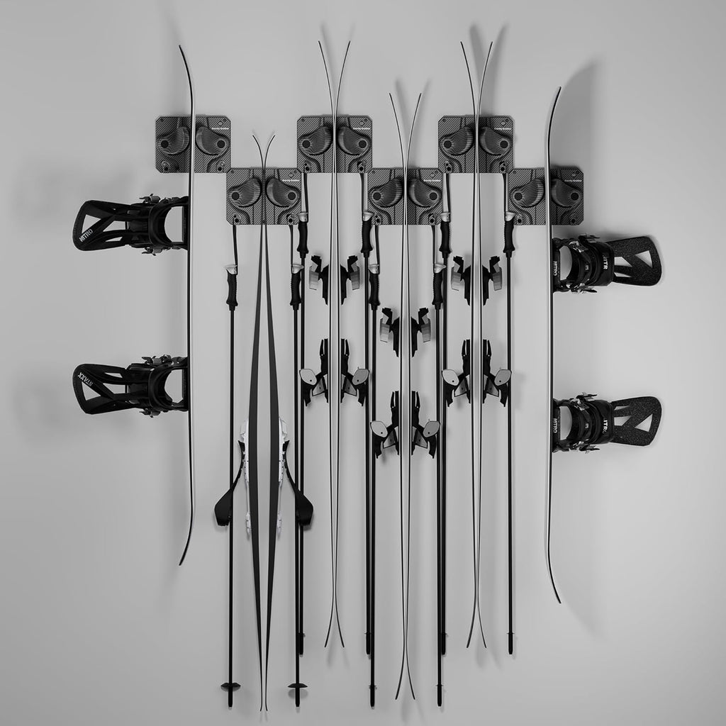 Ultimate Ski & Snowboard Wall Rack | Secure, Non-Slip Storage | Fits Any Ski/Board | Garage Organization | Ski Storage Rack | Snowboard Storage Rack | Winter Gear Organizer | 6 Pck
