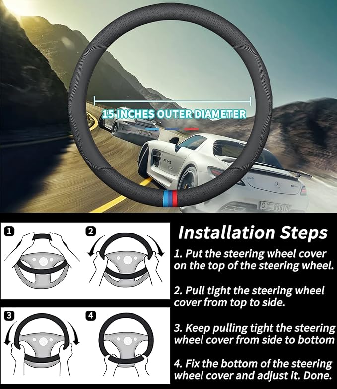 Custom-Fit Mazda Steering Wheel Cover, Premium Leather, Non-Slip, Breathable, D-Style, For Mazda Accessories