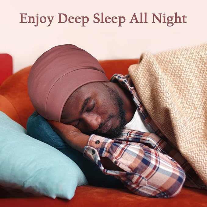 OLESILK 100% Mulberry Silk Bonnet for Sleeping Women, Silk Hair Wrap for Sleeping, Silk Sleep Bonnet for Women&Men, Real Silk, Not Satin, Reddish Brown
