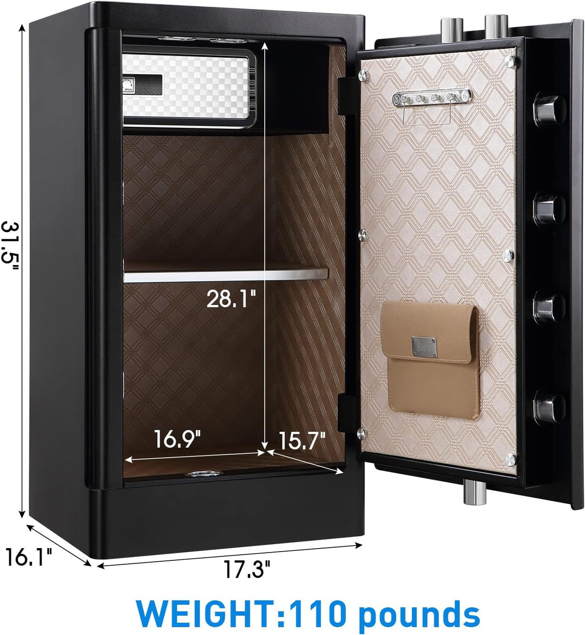 Tenamic Deluxe Biometric Fingerprint Safe Box Smart Touch Screen Fireproof Safe for Home Office Hotel 5.1 Cubic Feet