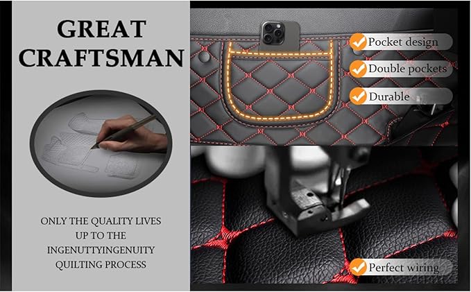 Yaruicar Custom Personalized Floor Mats for Cars Luxury Full Coverage All Car Floor Mats Anti-Slip Leather Car Mat Set Trucks & SUVs Trucks Automotive Floor Mats Liners (Black White)