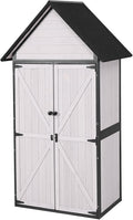 GUTINNEEN Shed Outdoor Storage Upgraded with Durable Metal Frame Garden Shed Tool Storage Cabinet with Wooden Floor Adjustable Shelfs 2.5 x 1.4FT （Off-White）