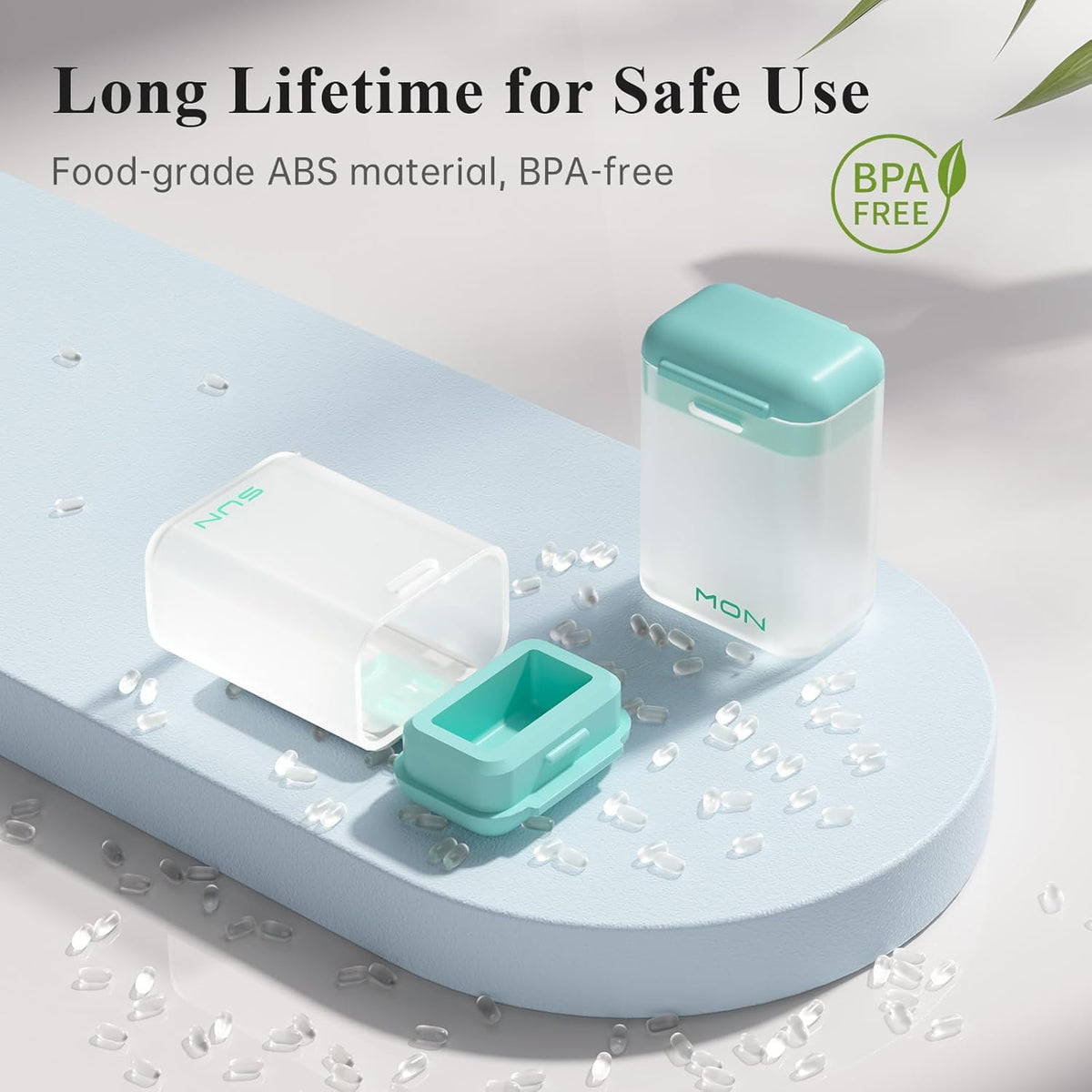 Weekly Pill Organizer Magnetic, Removable Pill Box 7 Day 1 Time a Day, Large Pill Case Travel, Week Once Daily Medication Dispenser, Medicine Container Holder for Supplement Vitamin, Cyan