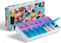 Weekly Pill Organizer 2 Times a Day, Zumd Pill Box 7 Day with Cute Quilted Fabric Zipper Case, Travel Pill Case Am Pm for Vitamin Medicine Organizer