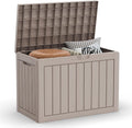 45 Gallon Outdoor Storage Box Waterproof Lockable Resin Deck Box Large, Patio Storage Bin for Pool Accessories Cushion Furniture, Garden Tools, UV-Resistant Outside Delivery Light Coffee