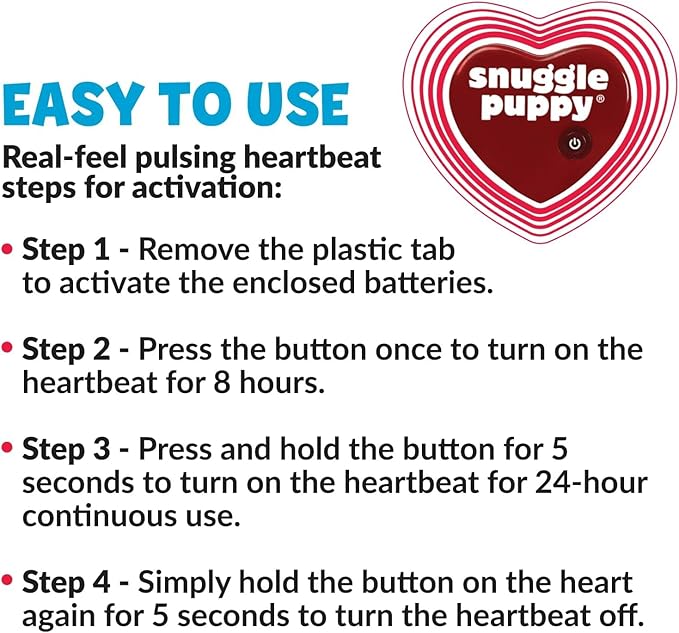 Original Snuggle Puppy Heartbeat Puppy Toy - Heartbeat Puppy for Dogs - Pet Anxiety Relief and Calming Aid - Comfort Dog Toy - Behavioral Training and Sleep Aid Cuddle buddy - Crate Training Essential
