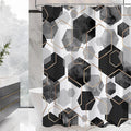 Litabel Black and Grey Modern Shower Curtain for Bathroom, Geometric Art Decor Waterproof Bath Curtain, Abstract Fabric Shower Curtain Sets for Home Decor, 72x72 Inch