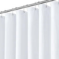 Inhousolu Fabric Shower Curtain Waffle Weave, 230 GSM Heavy Duty, Weighted Hem, 14 Metal Hooks, Water Repellent, Machine Washable, Hotel Spa Luxury Bath Curtain Set, 72 x 84 Inch, White