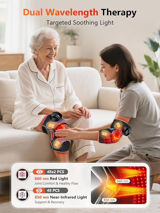 Upgrade 4 Massage Area Knee Brace & Red Light Therapy