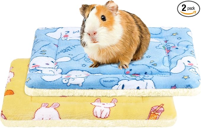 2 Pcs Guinea Pig Bed, Washable Rabbit Bunny Bed Mat Soft Small Animal Winter Bed Pads Sleeping Pads for Rat Chinchilla Hedgehog Hamster Squirrel Ferret (13 x10 inch)