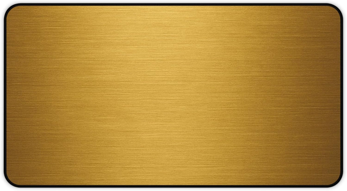 Brushed Metal Texture Desk Mat - Extended Mouse Pad & Desk Pad, Neoprene Surface, Non-Slip Rubber Base, Stitched Edges, Desk Protector for Keyboard & Mouse (Gold, 12x22)