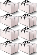 Cosy Family 8 Pack Heavy Duty Extra Large Moving Bags with Backpack Straps - Strong Handles & Zippers, Storage Totes For Space Saving, Fold Flat, Alternative to Moving Box (Set of 8, Clear)