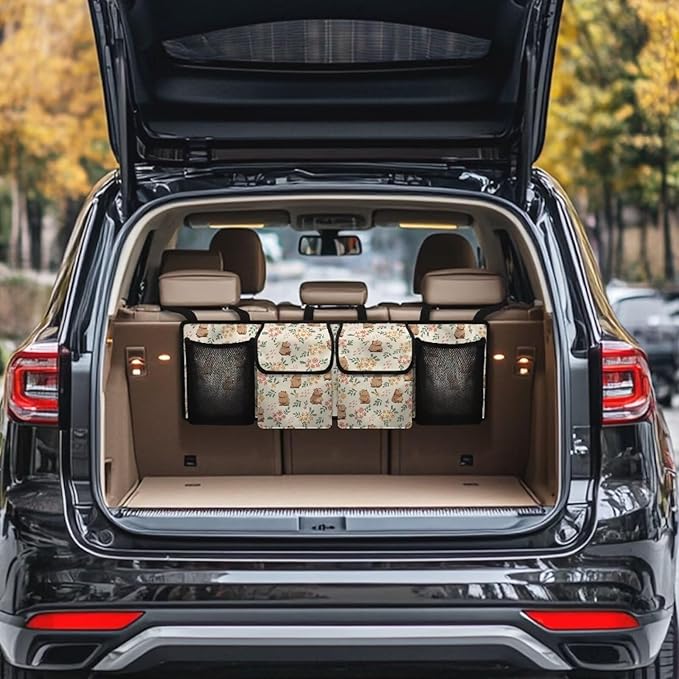Car Trunk Organizer and Storage Cute Capybara Car Organizer Keep the Car Clean and Tidy, Washable Car Organization Women Automotive Interior Accessories for SUV/MPV/Truck/Van/Sedan