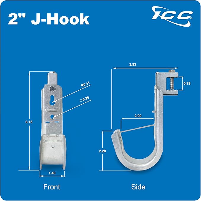 ICC Beam Clamp J Hook 2” with Retainer Clip