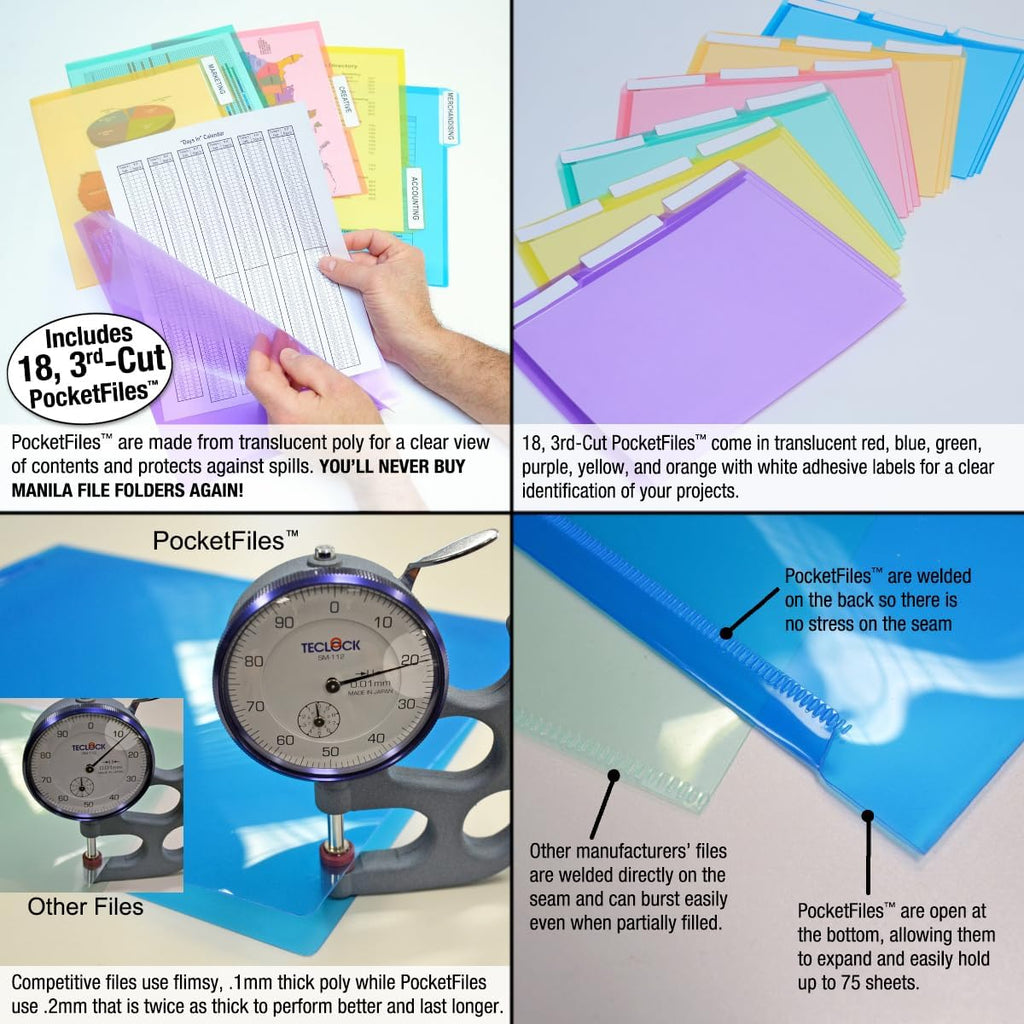 Ultimate Office StationMate Desktop Organizer (Includes 18, 3rd-Cut PocketFiles). Complete Project Manager and File Sorter for The Office or Home with an Incline Design Puts All Files in Clear View
