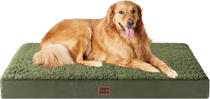 EHEYCIGA Orthopedic XL Dog Beds for Extra Large Dogs with Removable Washable Cover, Dark Green, 44x32