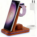 Wireless Charging Station for Samsung/Android, Fast Wireless Watch Charger Station Compatible for Samsung Galaxy S25 Ultra/S24/S23+/Z Flip 7/6 Fold 7/6, Watch8/7/Pro/Active 2 Galaxy Buds3/2 Pro(Wood)