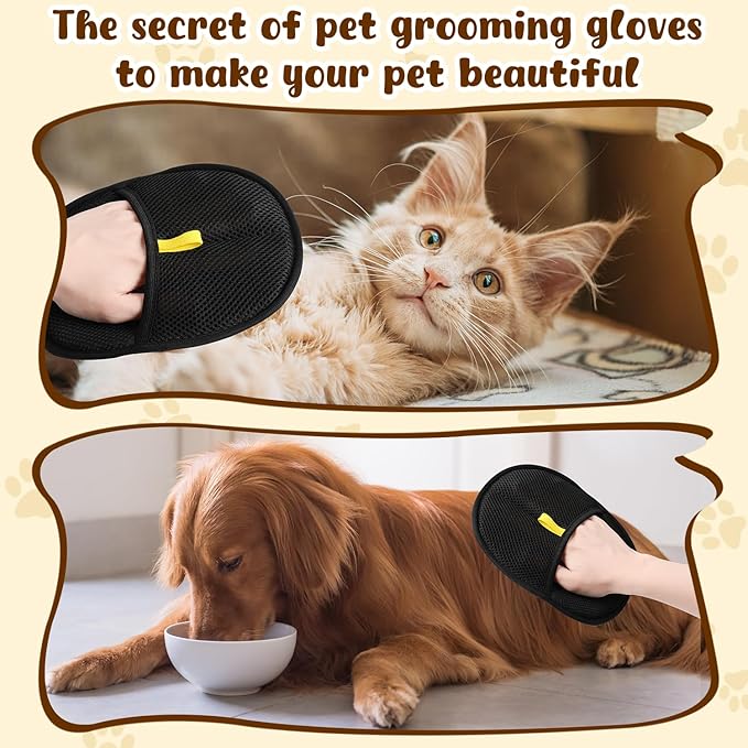 Pet Hair Removal Glove,Electrostatic Efficient Grooming Gloves for Pet Hair,Cat Grooming Gloves,Upgraded Animal Fur Removal Tool,Reusable Cat & Dog Hair Remover for Couch,Carpet,Curtain（2PCS)