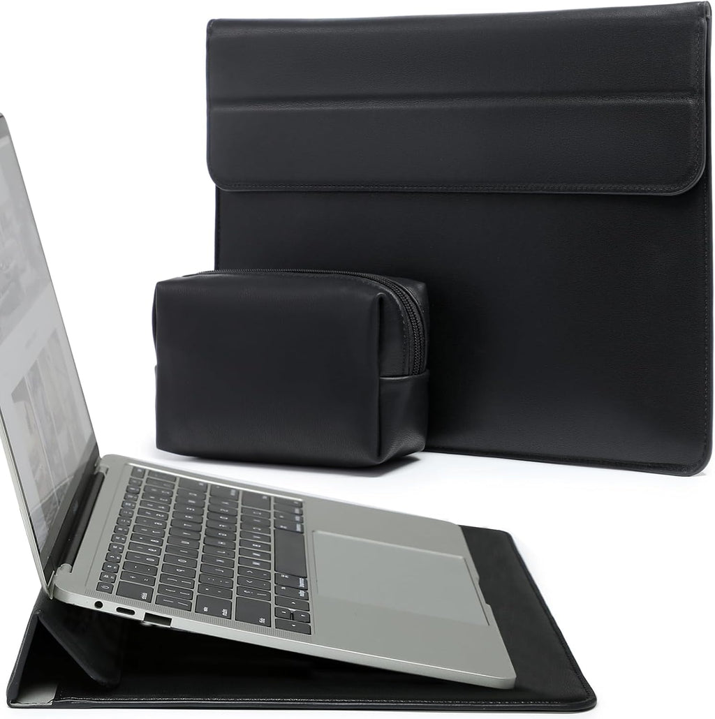 HYZUO 15 Inch Laptop Sleeve Case with Stand for MacBook Air 15 M4 A3241 M3 A3114 M2 A2941 2025-2023, 15" Surface Laptop 7/6/5/4, MacBook Pro 15 A1990 A1707 2019-2016, with Pouch, Black
