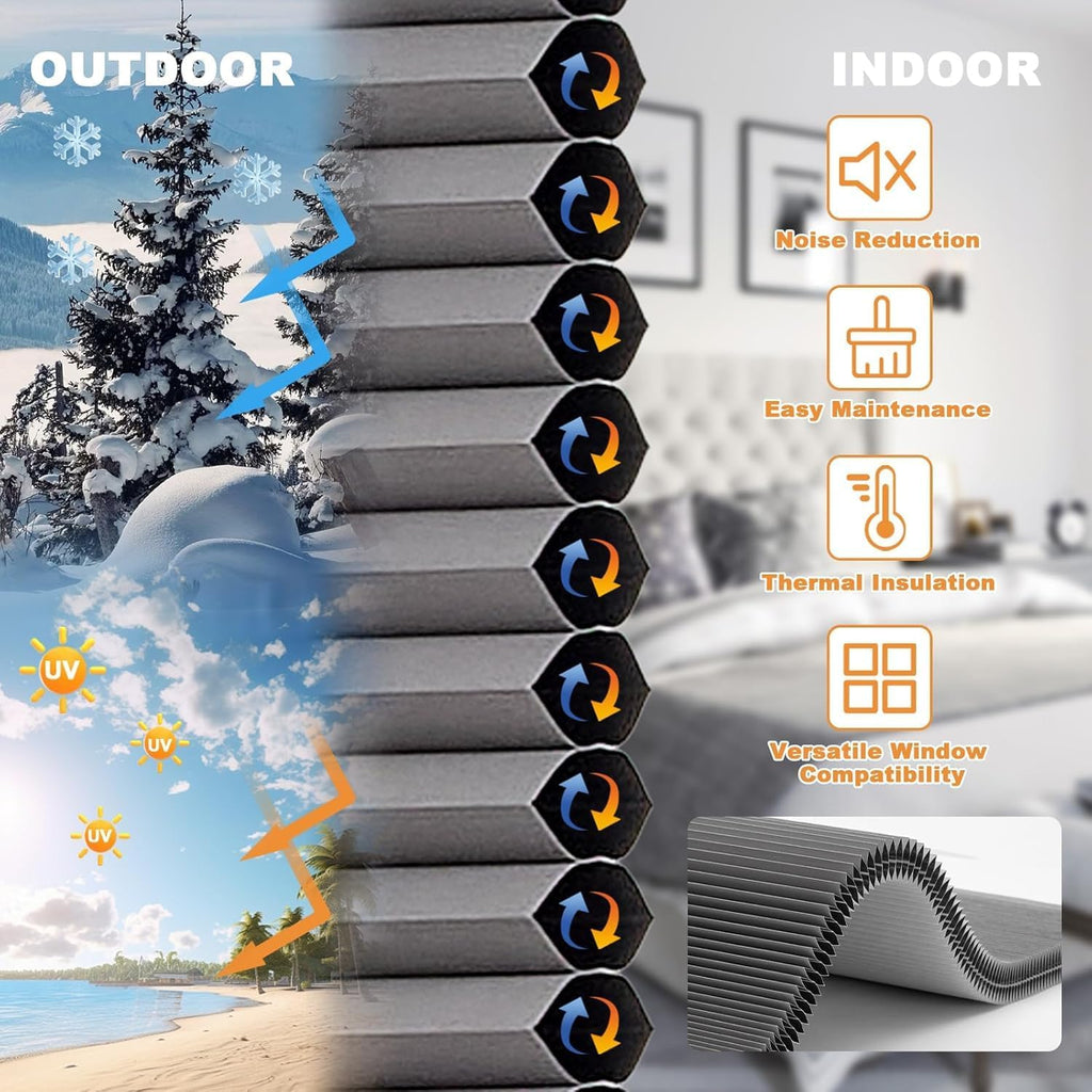 Custom Color-Matched 1.5" Top Down Bottom Up Cellular Shades for Indoor Windows & Doors, Cordless Privacy Top Down Bottom Up Cellular Shade, Insulated Honeycomb Blinds, Noise Reduced Honeycomb Blinds