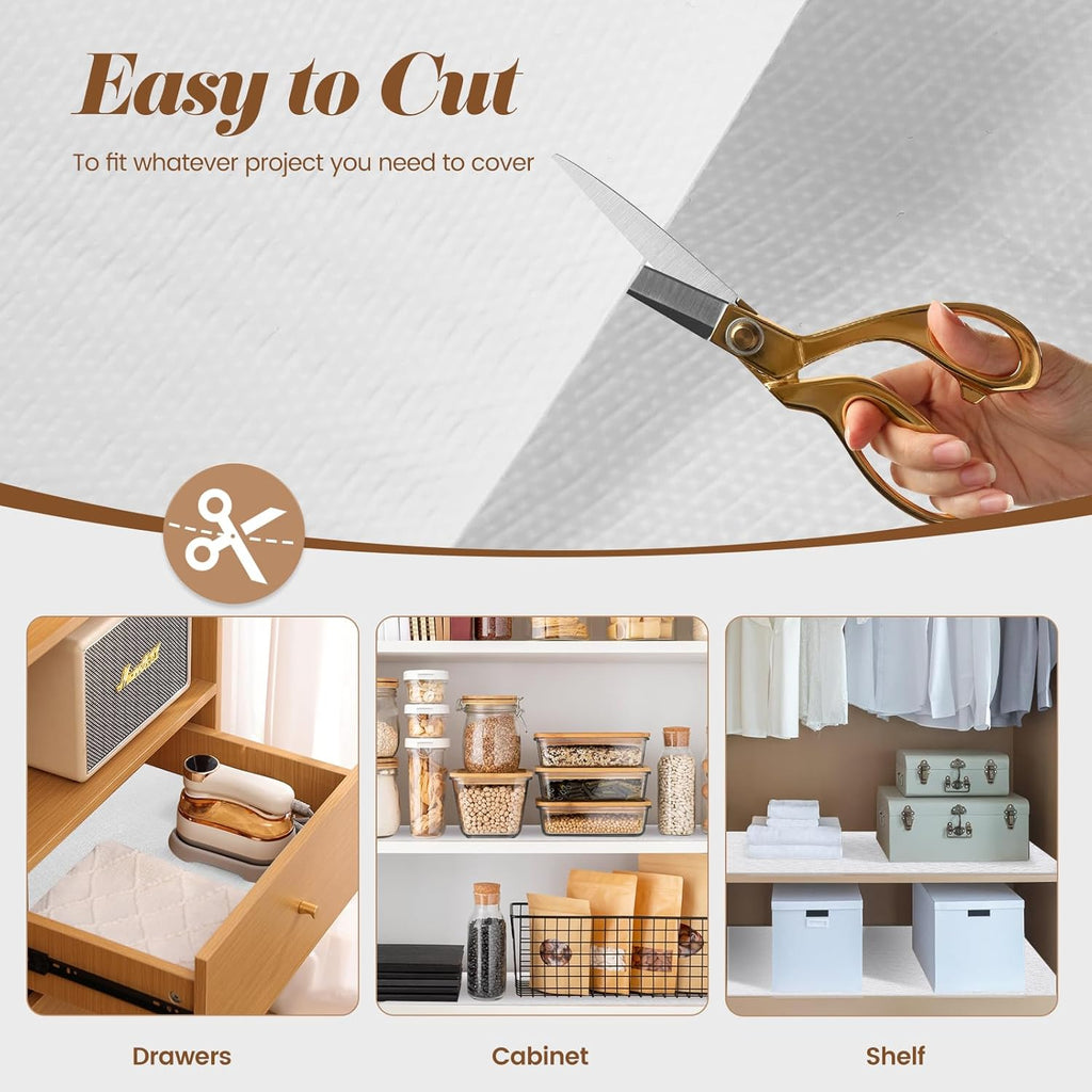 Drawer Shelf Liner for Kitchen Cabinets Non-Adhesive, Non Slip Shelf Paper Waterproof Thickened Cabinet Liners for Shelves, Strong Grip Mats for Cupboard, Dresser, Pantry, White, 23.6 in x 30 FT