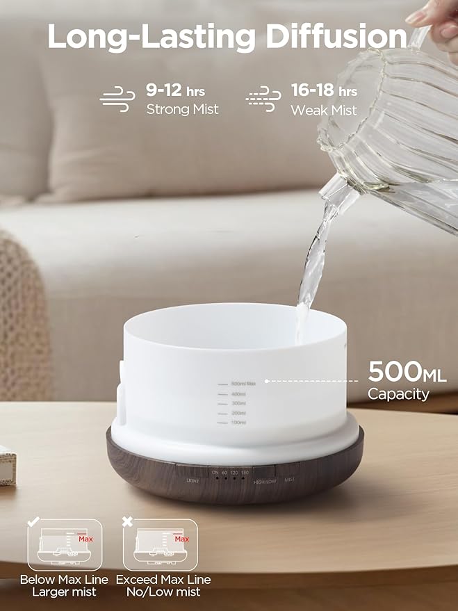 InnoGear Aromatherapy Diffuser & 10 Essential Oils Set, 500ml Essential Oil