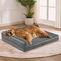 Aeroluxe Dog Bed Large Sized Dogs, XL Orthopedic Dog Bed for Large Dogs, Waterproof Pet Bed with Washable Removable Cover, L-Shaped Pet Couch with Portable Handle 42"x30"x7.5", Dark Grey