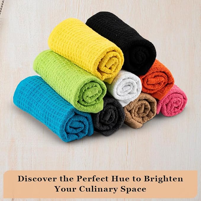 Candy Cottons DishCloths Kitchen|Waffle Terry Weave Hand Towels|Cotton 12"x12" Reusable Dish Rags Washing Scrub Cleaning Dishes|Dish Bar Mop Towels Hand Wipes| washcloth |6 Pc Set-White