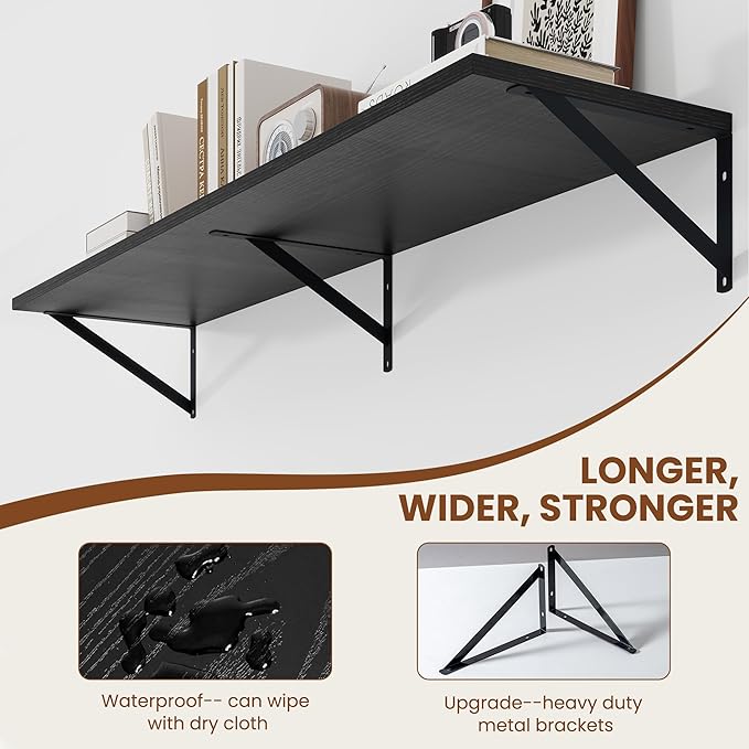 Heimlove Black Deep Floating Shelves