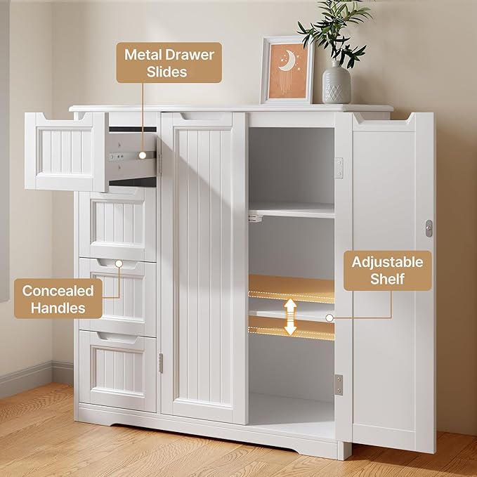 Gizoon Storage Cabinet, Bathroom Floor Cabinet, Kitchen Pantry, Side Storage