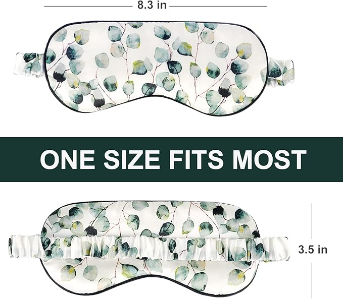 OLESILK 100% Natural Mulberry Silk Sleep Eye Mask Block Out Light, Fashion Printed Eye Mask Blindfold for Women Men Full Night Sleeping, Chic Eye Cover Eyeshade, Pattern 2