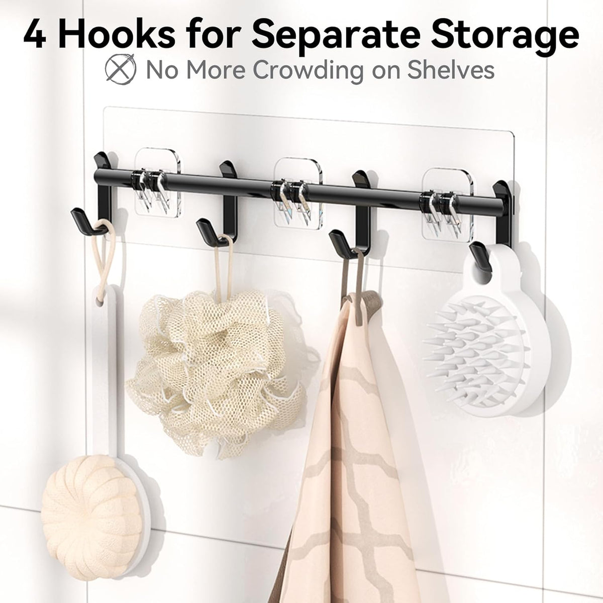YASONIC Shower Caddy, 100% Rustproof Shower Shelves for Inside Shower, No Drilling Bathroom Organizers and Storage, 6 Pack Large Capacity Bathroom Shelves for Kitchen & Home Decor