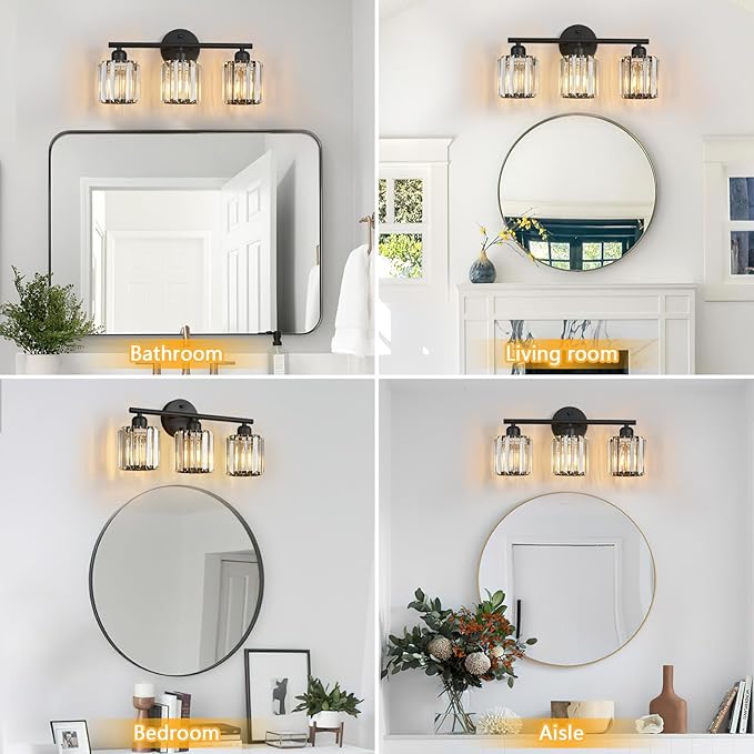 FDPBY Modern 3 Light Crystal Vanity Light, Compatible