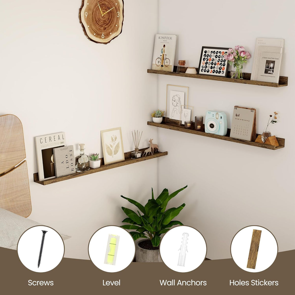 Axeman Floating Shelves for Wall - Picture Ledge Shelf Set of 2-36 Inch Floating Shelves with Lip - Picture Shelf for Wall with Ledge - Photo Ledge Shelves for Pictures Nursery Books