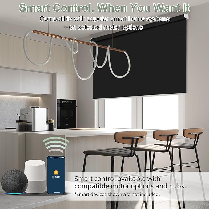 ZSHINE Motorized Blackout Window Blinds Customize Width Remote Control Wireless