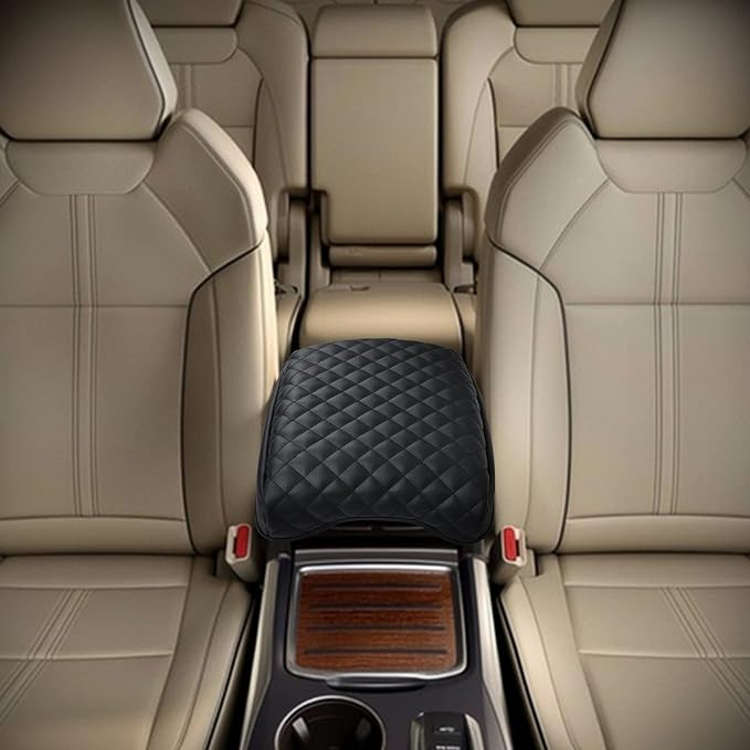 KMMOTORS MDX(2014~2020) Center Console Cover, Armrest Cushion, Vegan Leather, Car Accessories, Car Gadgets (MDX 2014~2020, Black)