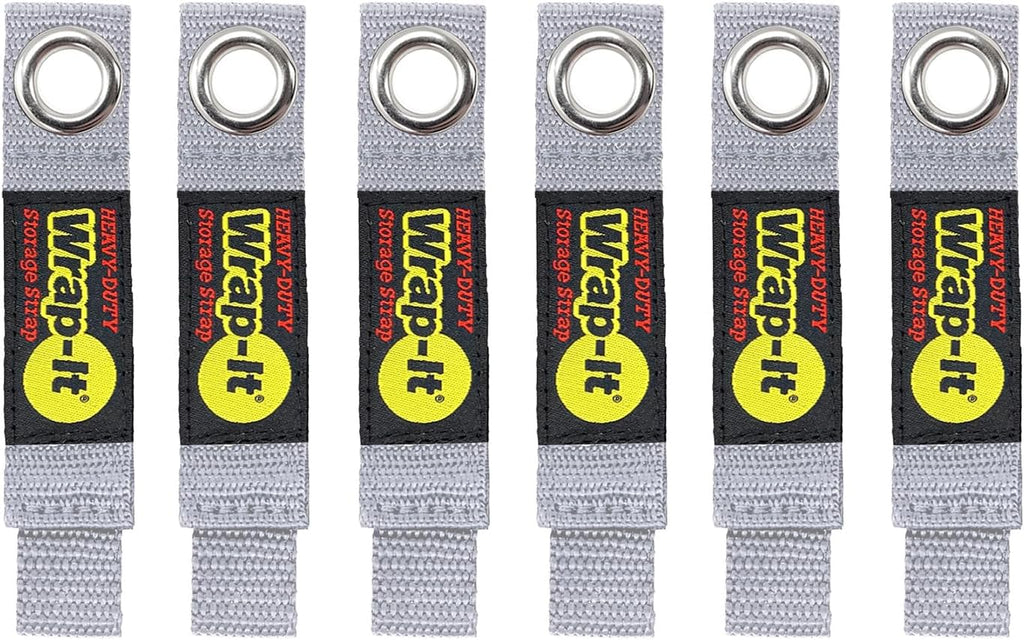 Heavy-Duty Wrap-It Storage Straps - 7" (6-Pack) Silver - Garage Organizer and Appliance Cord Holder for Home Storage Essentials