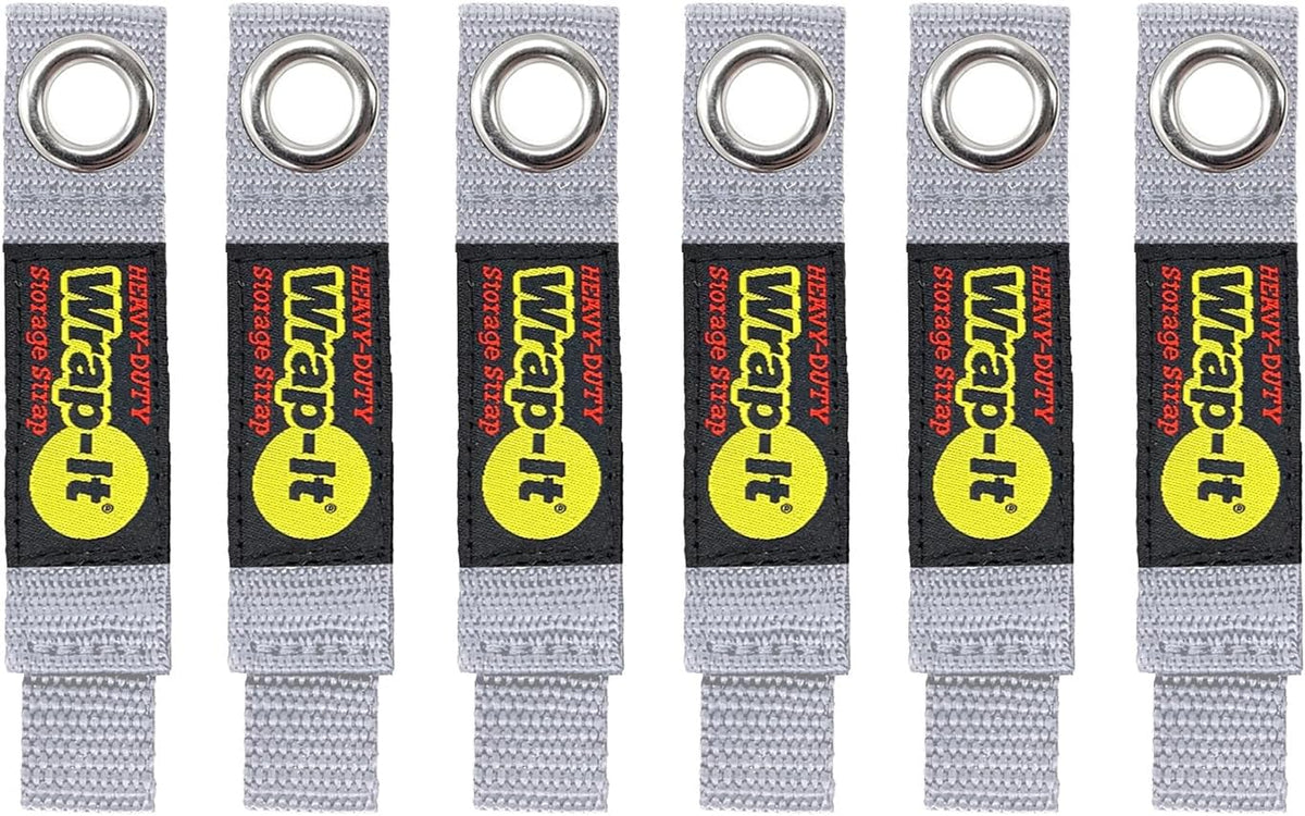 Heavy-Duty Wrap-It Storage Straps - 7" (6-Pack) Silver - Garage Organizer and Appliance Cord Holder for Home Storage Essentials