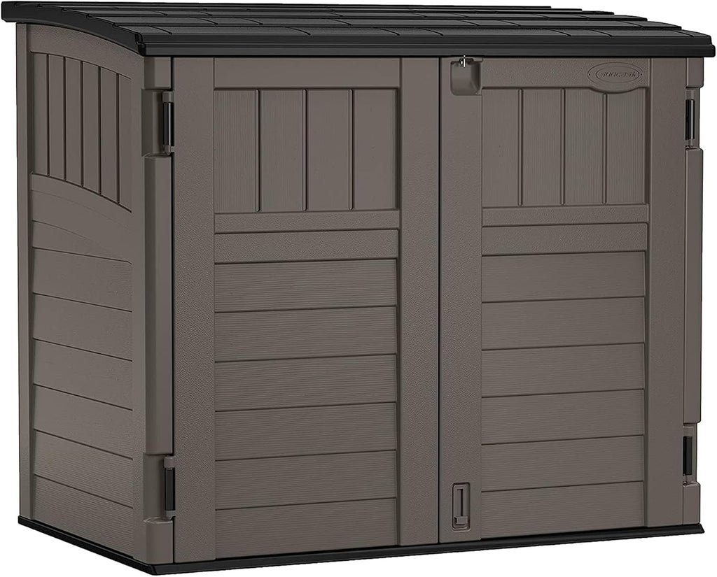 Suncast Outdoor Storage Shed for Backyard and Garden, Horizontal, 4' x 2.5', Stoney Grey - Portable Utility Deck and Cabinet for Tools, Equipment, and Garbage