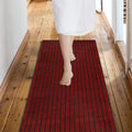 Custom Size Backed Non-Slip Area Rugs Runner, Easy Clean, Waterproof Runner Rugs for Hallway Entryway, Kitchen, Laundry, 2FT x 48FT, Red Stripe