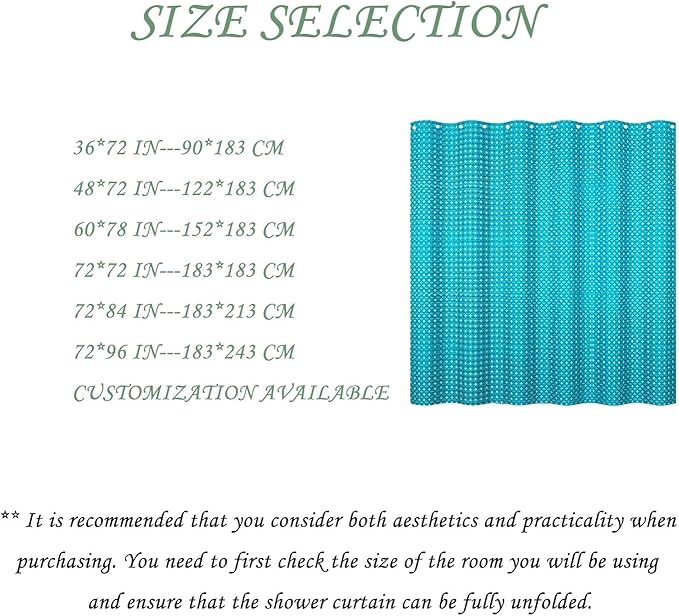 ggaimwf 48x72 Inch Solid Color Shower Curtain for Bathroom Waffle Bath Water Resistant Fabric Curtains Blue Green Modern Thick Shower Stall Curtain with Metal Hooks